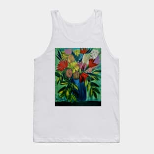 Abstract painting in acrylic paint of a Bouquet of flowers in a glass vase . Tank Top